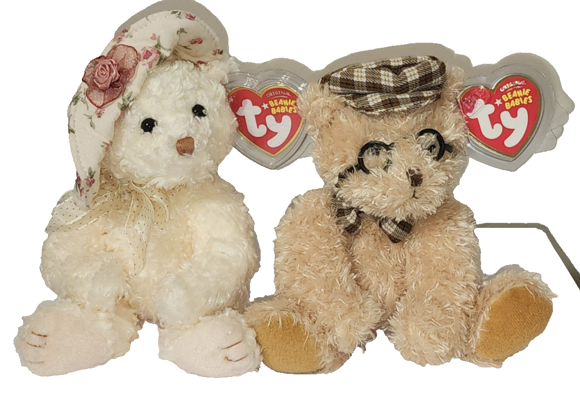 Ty NANA & PAPA 2007 Beanie Baby Grandparent Bears Set Internet