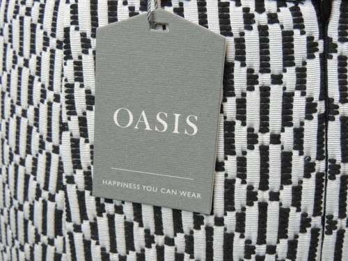 Oasis Black And White A-line Skirt With Faux Leather Trim Size 10 uk CR026 AA 09 - Picture 5 of 6