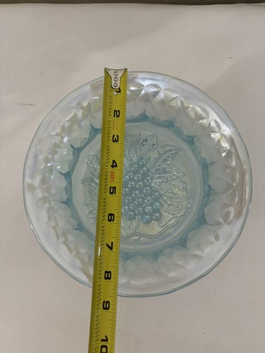 Lenox Ice Blue Iridescent Carnival Glass 9" Bowl Grape Pattern - Picture 3 of 5