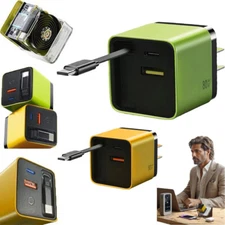 3 in 1 GaN Charger,Scalable 80W Max Fast Charging with Type-C Cable &2 USB Ports