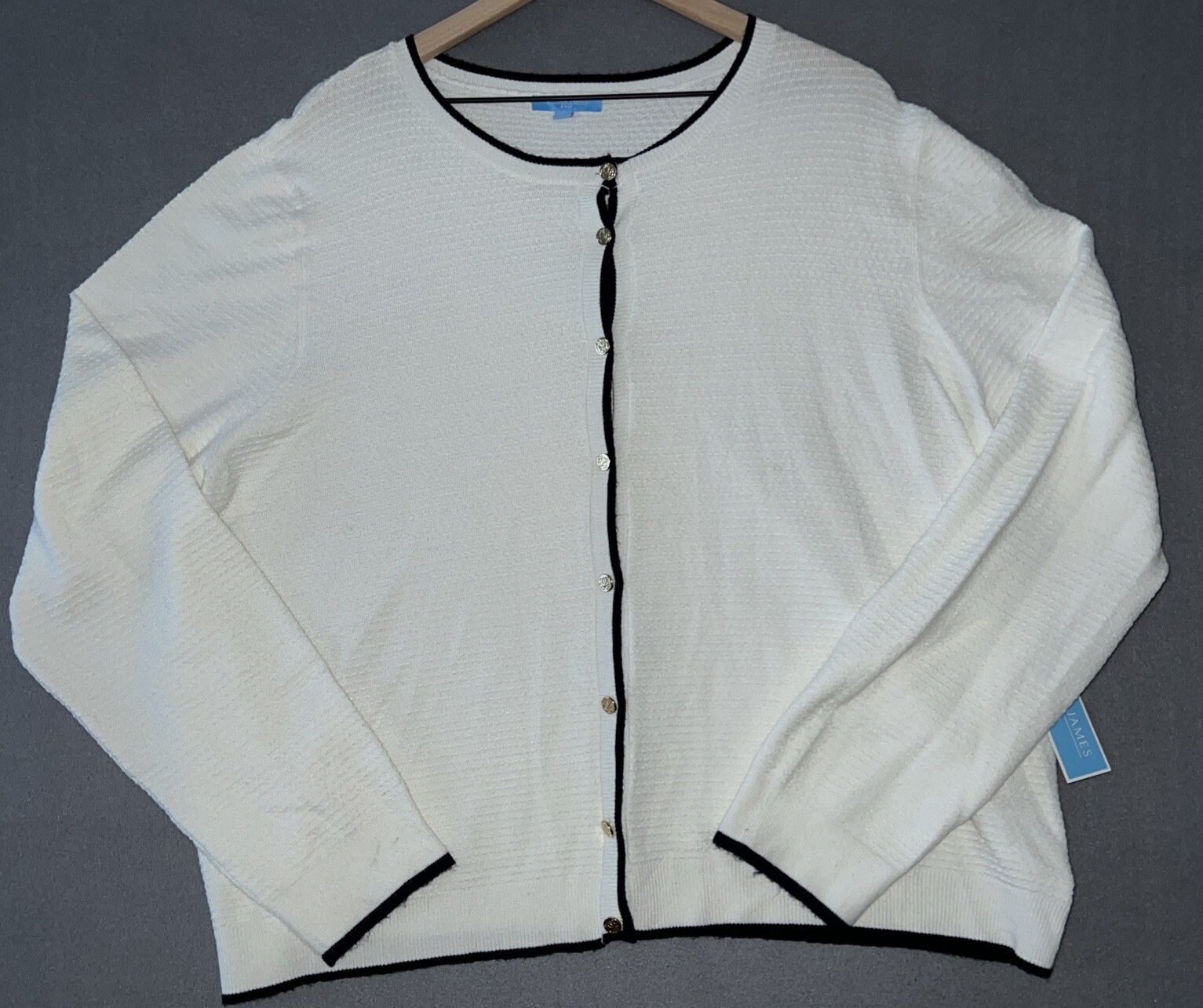 Draper James Womens Gold Button Ivory Preppy Cardigan Sweater Size 2XL New With Tags