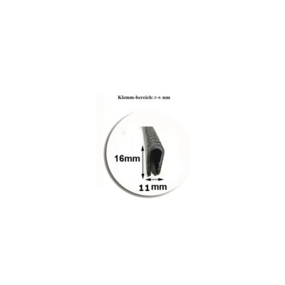 11mm*16mm Schwarz Autotür Dichtungen Streifen Kantenschutz für Blech 3-6mm
