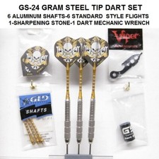 Darts GS-24 gram Steel Tip Dart Set with Tri-Skull  Bones Flights