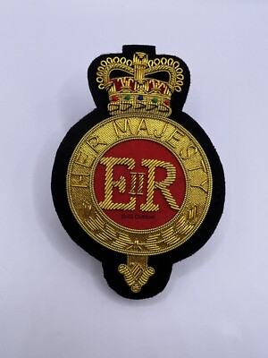 Her Majesty Queen Elizabeth II Blazer Badge EIIR Embroidered Bullion Wire Patch
