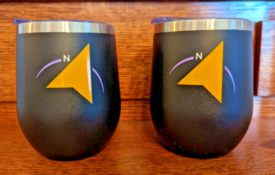 NEW! Set of 2, Cece 12oz Blue Stainless Steel Tumblers, Perfect for Wine