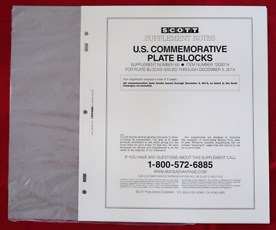 NEW Scott Supplement Notes #65 U.S. Commemorative Plate Blocks Through 12-05-14
