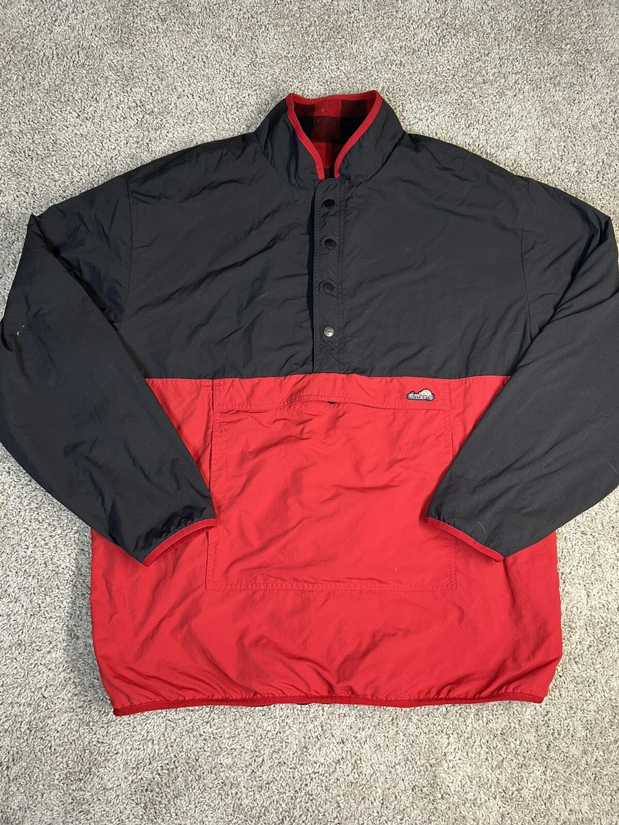 Vintage Chubbies Jacket Mens XXL Reversible Fleece Half Zip Button Red Flannel