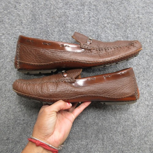 Moreschi Mens Loafers Sz 9 Brown Pebble Leather Round Toe Slip On Shoes 222253 - Picture 8 of 11