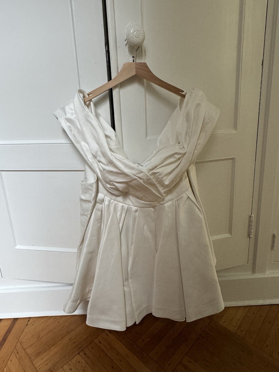 asos short wedding dress ASOS DESIGN bow back mini wedding dress in ivory