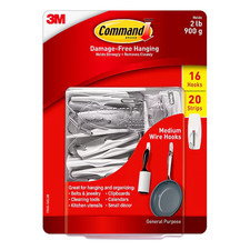 Command Medium Wire Hooks, 16 Hooks, 20 Strips