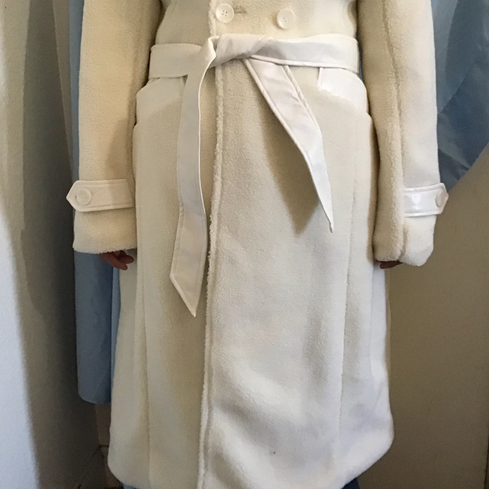 Rachel Parcell. Sherpa Jacket Size XS Ivory Faux Fur Open Front NWT$198 New - Image 2 of 4