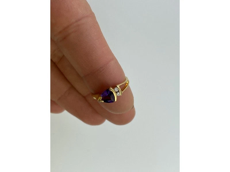 ANILLO ORO AMARILLO 14K TURMALINA Y DIAMANTES TALLA 3 Foto 4 de 4