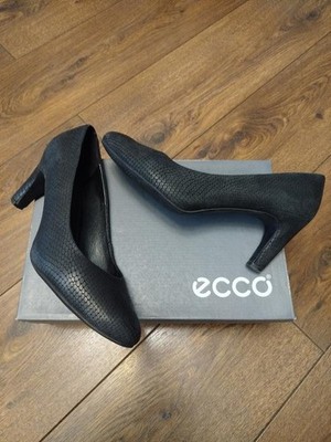 Women Ecco Heels Black Leather 39.5 #3SDO