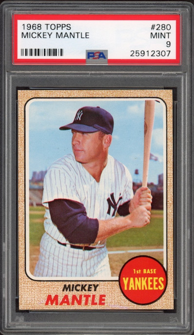 1968 Topps #280 Mickey Mantle PSA MINT 9 view 1