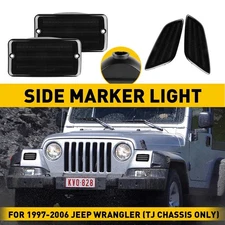 4x Smoke Lens Front LED Turn Signal Fender Lights for 1997-2006 Jeep Wrangler TJ