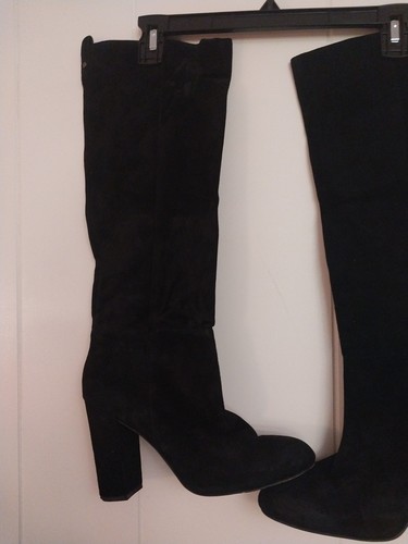 Steven by Steve Madden Tila Stiefel Damen 10 schwarz Leder Wildleder hohe Stiefel zum Ziehen - Bild 3 von 12