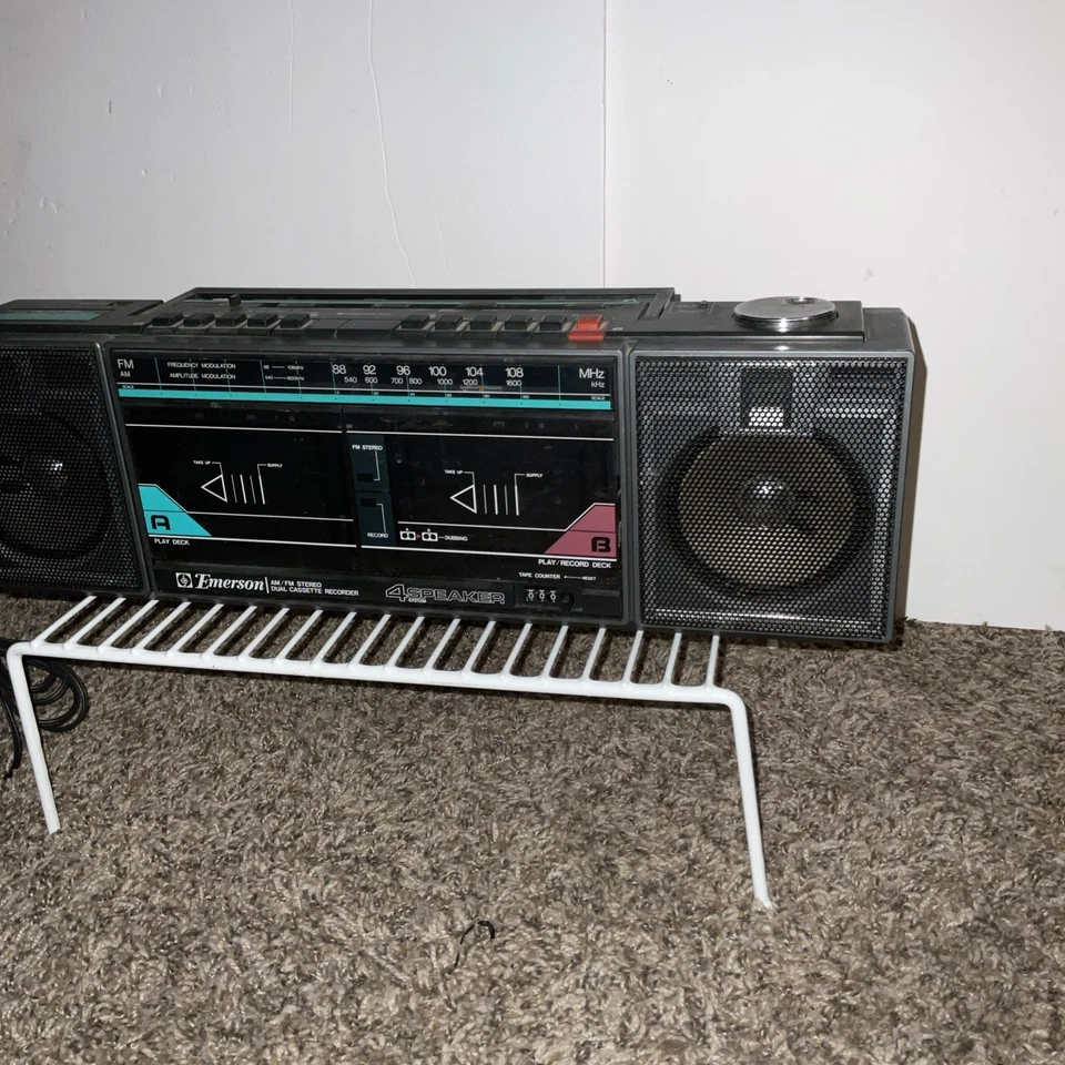Винтажный Emerson CTR 929 AM FM стерео радио двойной кассетный плеер бумбокс, * работает * - Изображение 3 из 4