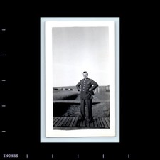 Old Vintage Photo ARMY MAN SOLDIER STANDING OUTSIDE