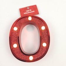 Ganz Light Up Initial "O" Red Glitter Christmas Ornament 4.25"