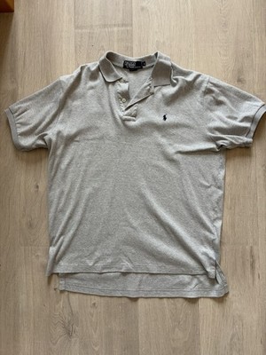 VINTAGE 90s Polo Ralph Lauren Shirt Sz Large Made in USA Gray Pique Cotton Pony