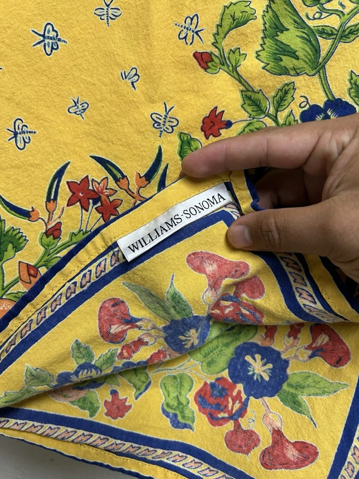 Williams-Sonoma Yellow Bee Floral Table Cloth Rectangle 70x90 - Image 2 of 4