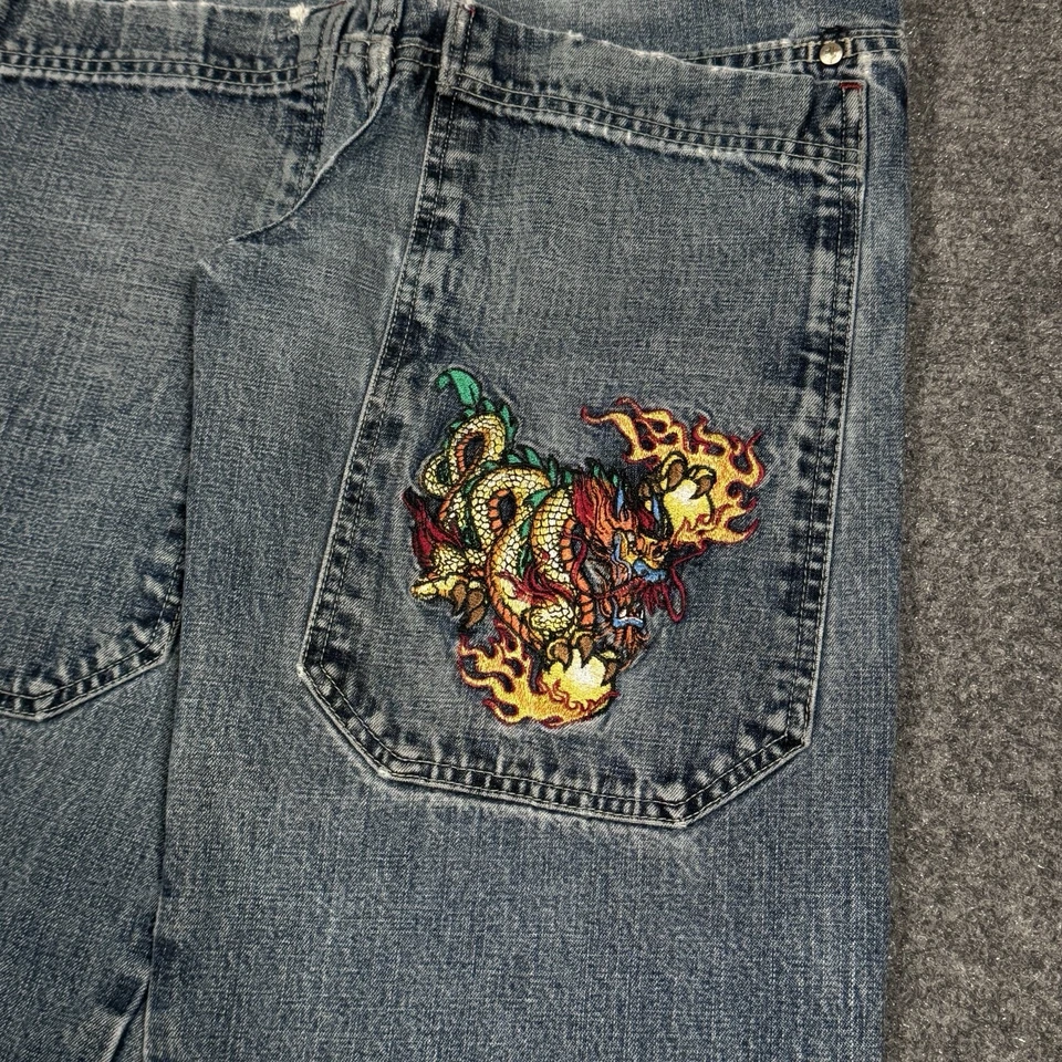 JNCO Dragon Jeans Youth Size 12 (26x25) Distressed Vintage Y2K Skater Baggy - Image 3 of 4