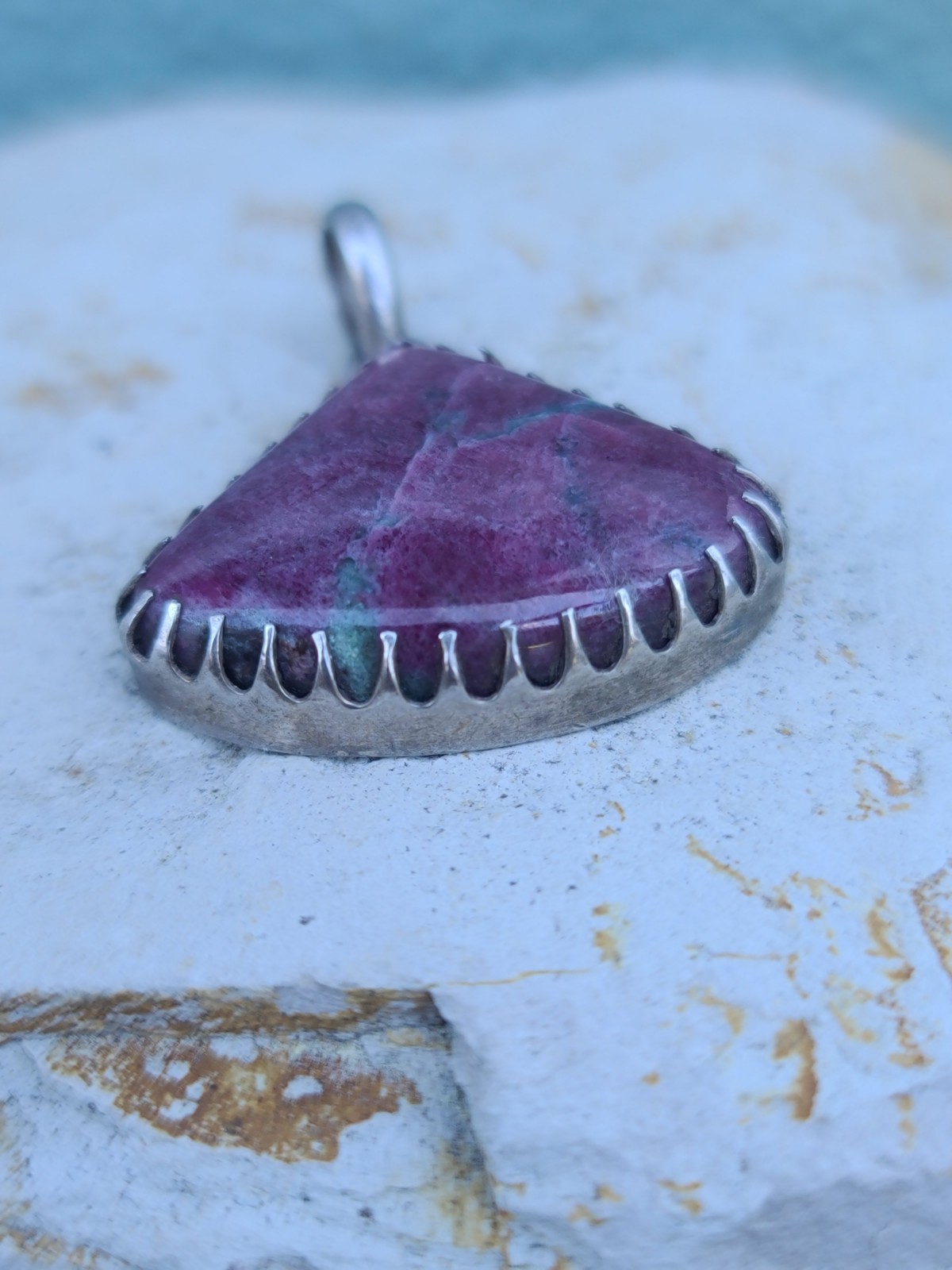 VTG Sterling 925 Solid Silver Ruby Zoisite Gemsto… - image 7