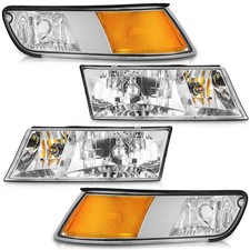 Pair Headlights For 1998-2002 Mercury Grand M...