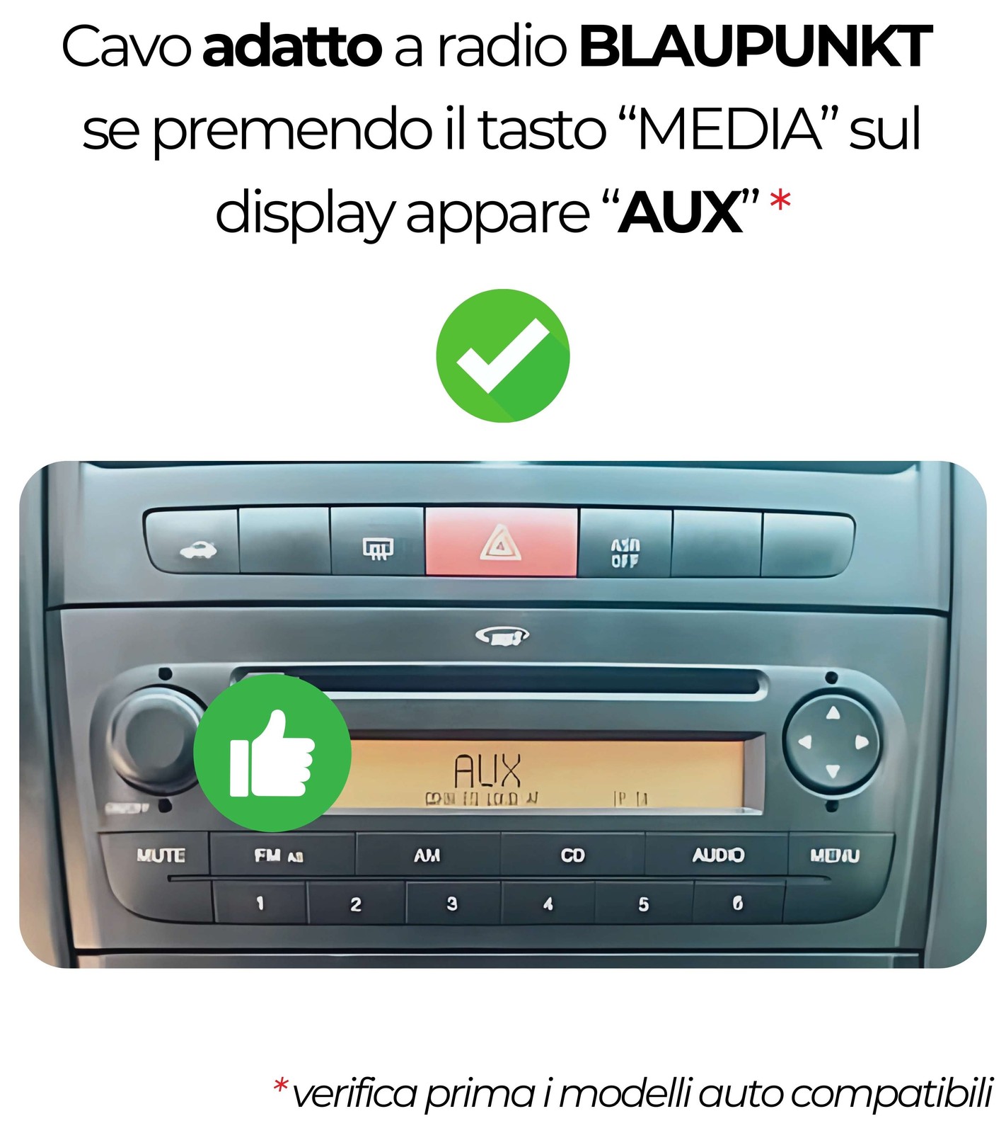 CAVO AUX AUDIO+ KIT SMONTAGGIO AUTORADIO BLAUPUNKT FIAT PUNTO PANDA LANCIA ALFA foto 6