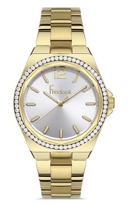 NEW Freelook Authentic Gold Silver Dial FL.1.10375-3 Belle Analog Wristwatch