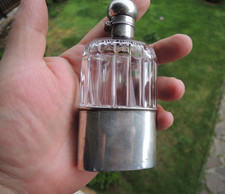 Austrian 800 Silver & Cut Glass Hip Flask Spi...