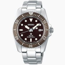SEIKO ProspeX SNE571P1 Solar Sea Diver Watch 200m 39mm Mini Scuba Brown Date