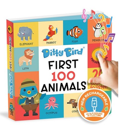Ditty Bird First 100 Animals Interactive Sound Book for Toddlers 1-  Board Books