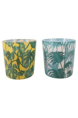 IKEA Windlicht Set Mehrfarbig Florales Muster Glas Vintage Bohemian Kerzenhalter