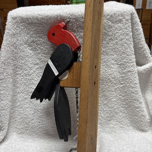 Vintage Woodpecker Bird Door Knocker Handmade Black/Red/White 15” x 3”