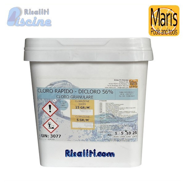 Secchio Cloro 10kg Maris Rapido Granulare | Disinfezione Acqua Piscine