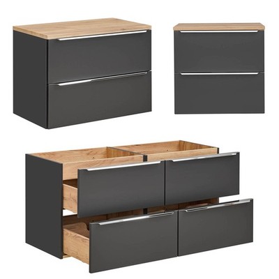 Waschtischunterschrank CAPRI 60 120cm ohne Becken, SoftClose, schwarz-matt