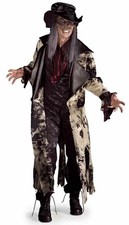 Image of Bad Hatter Mad Alice Gothic Scary Zombie Fancy Dress Halloween Adult Costume