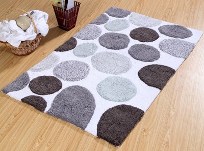 Bath Rug 100% Soft Cotton, Size 50x30 Inch, Latex Spray Non-Skid Backing, Mul...