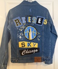 FISLL WNBA Chicago Sky Angel Reese #5 Blue Denim Jacket Women's Size Small