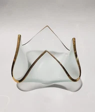 Annie Glass USA 2000 Frosted Silver Rimmed Handkerchief Votive Retired Piece