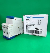 CHINT NB1-D6-2P Miniature Circuit Breaker 2P, 6 A,D Curve, UL 1077