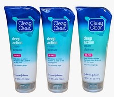 3 Clean Clear Deep Action Cream Cleanser Oil-Free Original Formula 6.5 oz Each