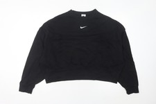 Nike Women’s Black Sweatshirt UK 8 Crew Neck Long Sleeve Cotton Blend