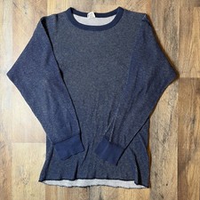 Vintage J.E. Morgan Thermal Underwear Shirt Large Blue Waffle Knit Made In USA