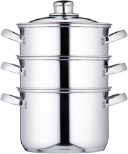 Image of KitchenCraft 3 Tier Food Stainless Steel Steamer Pan/Stock , Induction Safe 18cm
