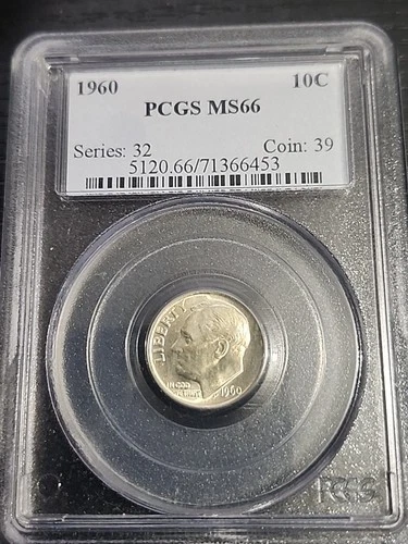1960 10C PCGS MS66 Roosevelt Dime Uncirculated Silver Free Shipping