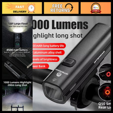 1000 Lumen Bicycle Headlight USB Rechargeable Power Bank Flashlight for MTB/Road