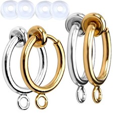 12 Pieces Clip-on Earring Converters Round Hoop Earring Findings with Easy Op...