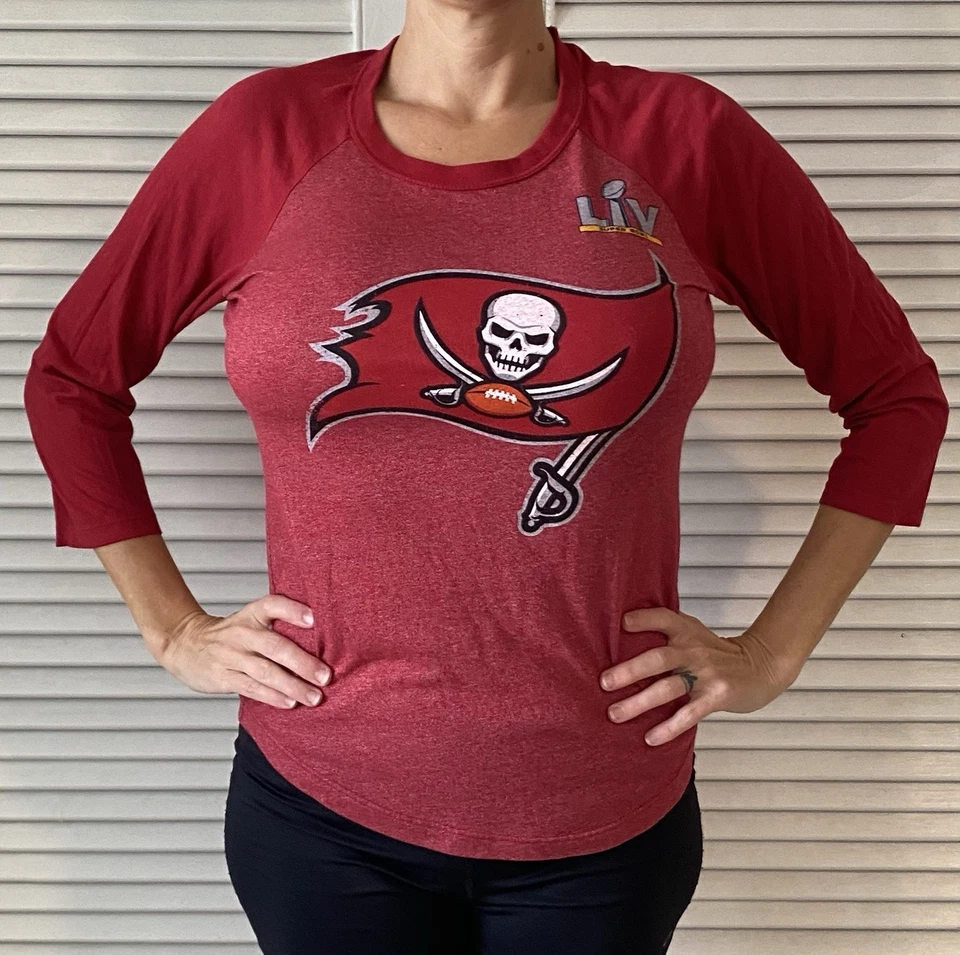 Fanatics Buccaneers Brady 12 Red 3/4 Sleeve Top Women's Size Small - Image 3 of 4
